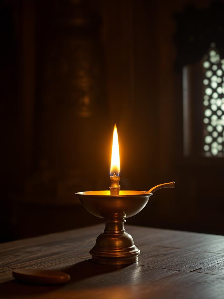 Traditional Kerala Nilavilakku brass oil lamp lit at Niramayam